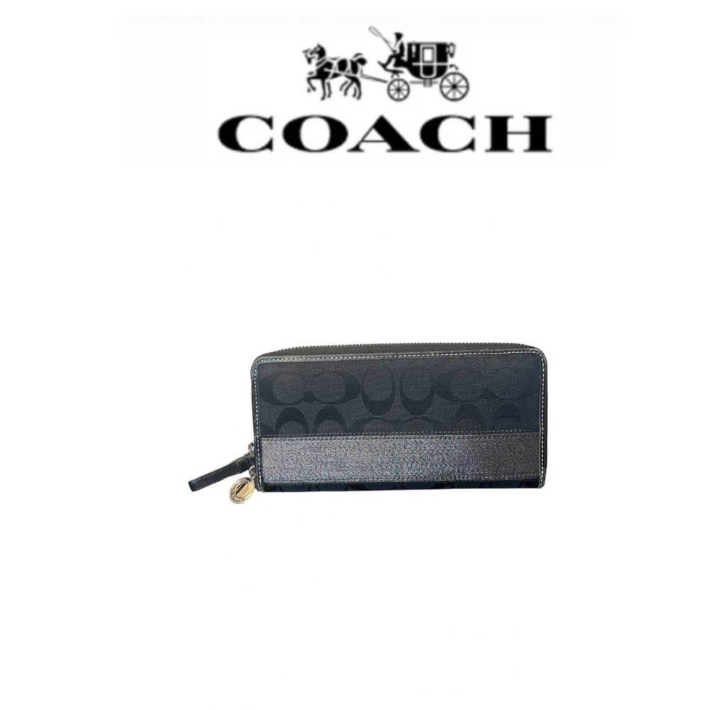 Coach Signature Stripe Zip Around Wallet